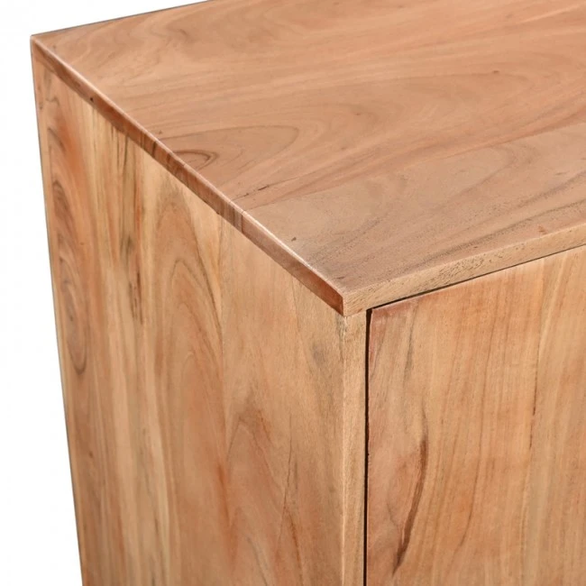 Buffet Leontina pakoworld solid acacia wood in natural color and black metal leg 150x45x86cm