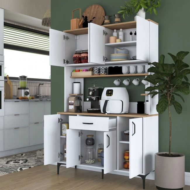 Buffet with shelf Cordie pakoworld white melamine 120x40x184.2cm