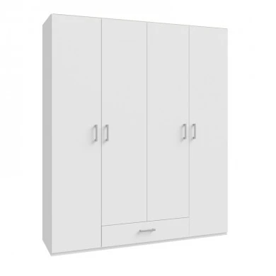 Openable four-leaf wardrobe Generiale pakoworld melamine white with 3 grey shelves 177.5x54.2x210.5cm