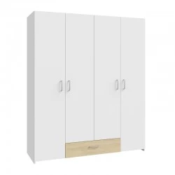 Openable four-leaf wardrobe Generiale pakoworld melamine white-oak with 3 grey shelves 159x54.5x190.5cm Openable four-leaf wardrobe Generiale pakoworld melamine white-oak with 3 grey shelves 159x54.5x190.5cm