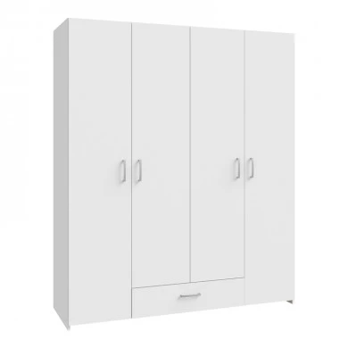 Openable four-leaf wardrobe Generiale pakoworld melamine white with 3 grey shelves 159x54.5x190.5cm