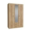 Jakrine pakoworld melamine three-leaf wardrobe melamine with mirror in oak with 3 grey shelves 133.2x54.2x210.5cm