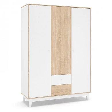 Wardrobe Awell pakoworld 3 doors color sonoma-white 153.5x54.5x216cm