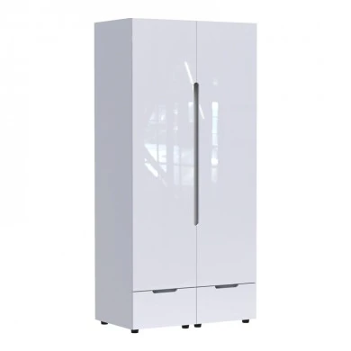 Double Wardrobe Afina pakoworld mdf in white glossy color 100x57x213cm