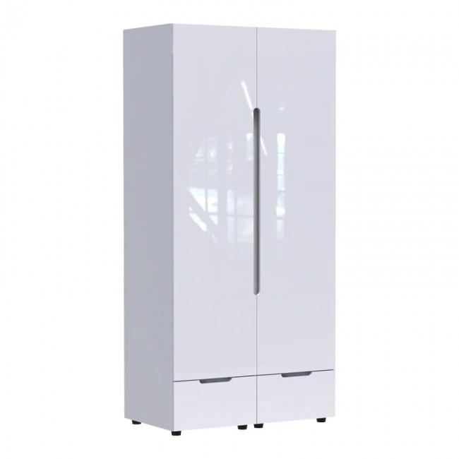 Double Wardrobe Afina pakoworld mdf in white glossy color 100x57x213cm