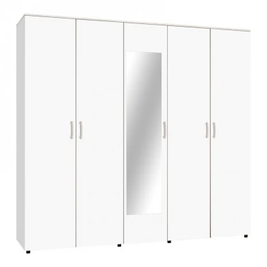 Luna pakoworld five-leaf wardrobe with mirror in white color 220x52x200cm