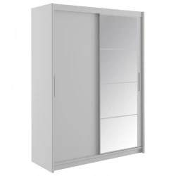 Wardrobe with 2 sliding doors Elodie pakoworld with mirror white 160x61x216cm