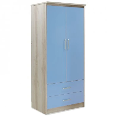 Children&#039;s wardrobe Looney pakoworld with 2 doors and drawers in castillo-blue colour 81x57x183