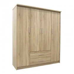 Wardrobe Olympus pakoworld with 4 doors and drawers in sonoma colour 159x57x183cm