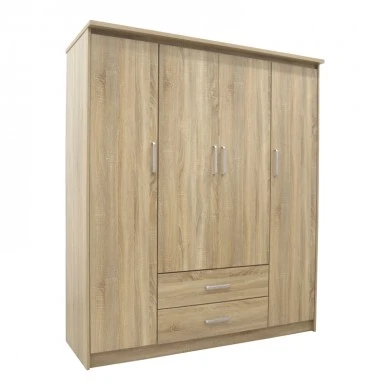 Wardrobe Olympus pakoworld with 4 doors and drawers in sonoma colour 159x57x183cm