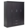 Wardrobe Olympus pakoworld with 4 doors and drawers in wenge colour 159x57x183