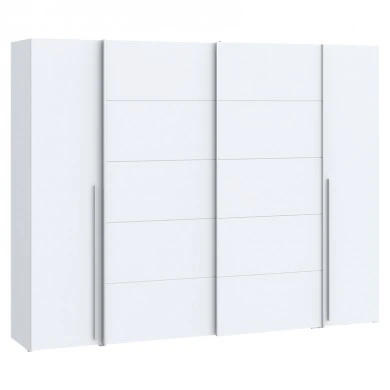Wardrobe Verzo pakoworld 4 doors white melamine 270.5x61.5x210.5cm