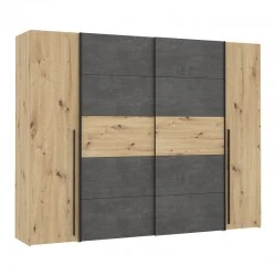 4-door wardrobe Verzo pakoworld oak-anthracite melamine 270.5x61.5x210.5cm 4-door wardrobe Verzo pakoworld oak-anthracite melamine 270.5x61.5x210.5cm