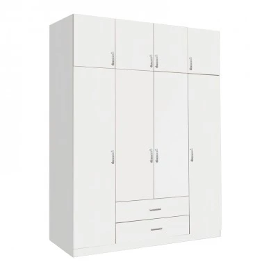 Royal pakoworld four-leaf wardrobe with drawers in white shade 200x58x230cm