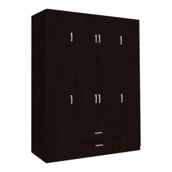 Royal pakoworld four-leaf wardrobe with drawers in wenge shade 200x58x230cm