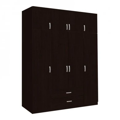 Royal pakoworld four-leaf wardrobe with drawers in wenge shade 200x58x230cm