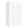 Three-leaf wardrobe with drawers Royal pakoworld in white shade 150x58x230cm
