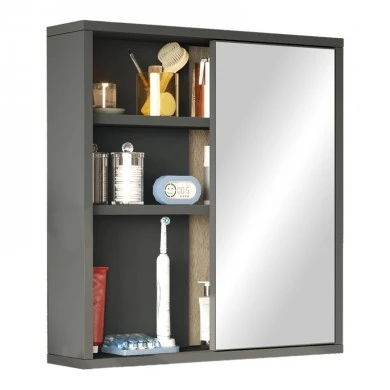 Bagno bathroom cabinet with mirror pakoworld in anthracite shade 60x14.5x63.6cm