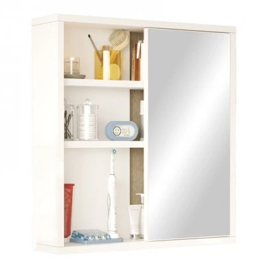 Bagno bathroom cabinet with mirror pakoworld in white shade 60x14.5x63.6cm