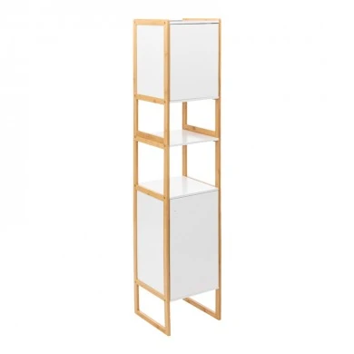 Wall cabinet-column Derfen pakoworld mdf in white-natural color 33x33x170cm