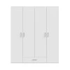 Openable four-leaf wardrobe Generiale pakoworld melamine white with 3 grey shelves 177.5x54.2x210.5cm