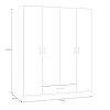 Openable four-leaf wardrobe Generiale pakoworld melamine white with 3 grey shelves 177.5x54.2x210.5cm