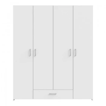 Openable four-leaf wardrobe Generiale pakoworld melamine white with 3 grey shelves 159x54.5x190.5cm