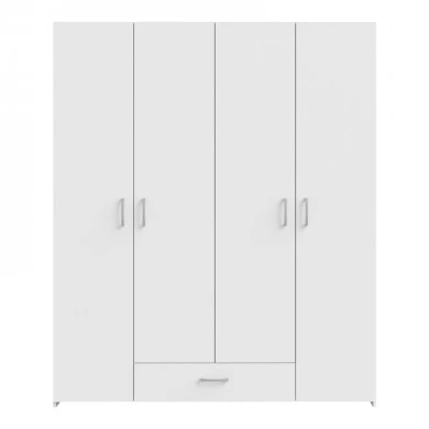 Openable four-leaf wardrobe Generiale pakoworld melamine white with 3 grey shelves 159x54.5x190.5cm