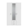 Jakrine pakoworld melamine three-leaf wardrobe melamine with mirror in white with 3 grey shelves 133.2x54.2x210.5cm