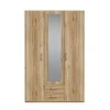 Jakrine pakoworld melamine three-leaf wardrobe melamine with mirror in oak with 3 grey shelves 133.2x54.2x210.5cm