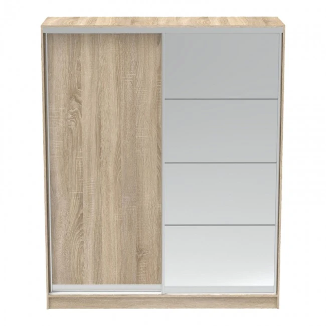 Aparador pakoworld two-leaf sliding wardrobe with mirror in sonoma color 180x60x220cm