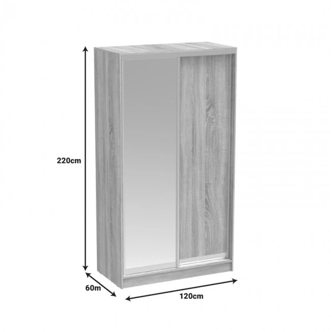 Korredor pakoworld two-leaf sliding wardrobe with mirror in sonoma color 120x60x220cm
