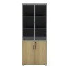 Professional bookcase Lotus pakoworld with doors by glass in natural-anhracite color 80x40x200cm