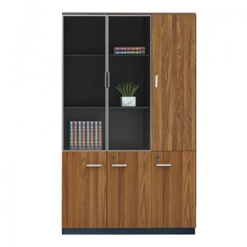 Oscar pakoworld professional office cabinet in walnut-anthracite shade 120x40x200cm