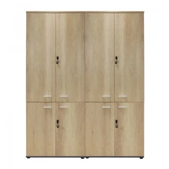 Wardrobes Lotus pakoworld with 4 doors in oak-dark grey color 160x40x200cm