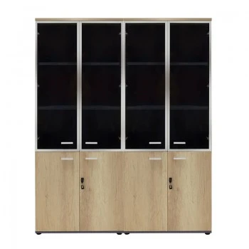 Wardrobes Lotus pakoworld with 2 doors by glass/wood in oak-dark grey color 160x45x180cm