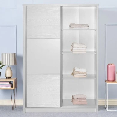 Wardrobe with 2 sliding doors Chase pakoworld in white colour 152.5x56.5x185cm