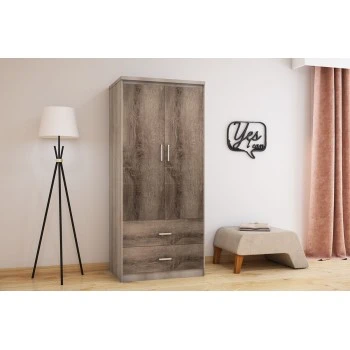 Wardrobe Olympus pakoworld with 2 doors and drawers in castillo-toro colour 81x57x183