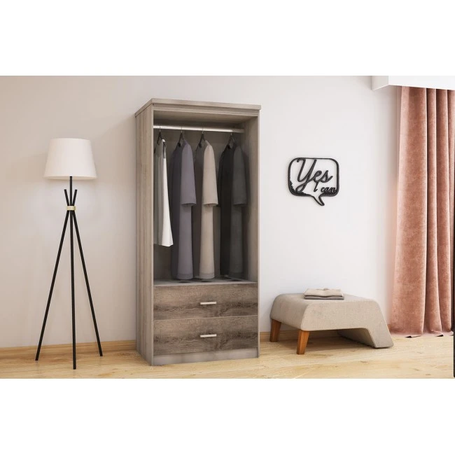 Wardrobe Olympus pakoworld with 2 doors and drawers in castillo-toro colour 81x57x183