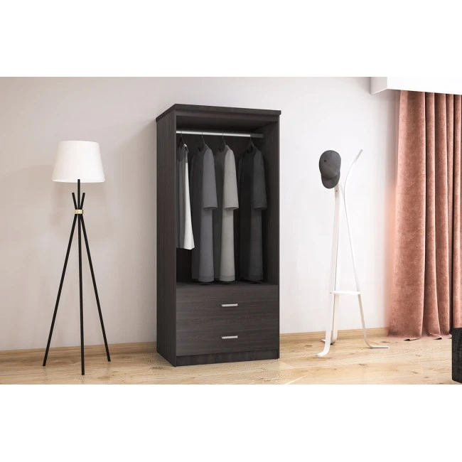 Wardrobe Olympus pakoworld with 2 doors and drawers in wenge colour 81x57x183