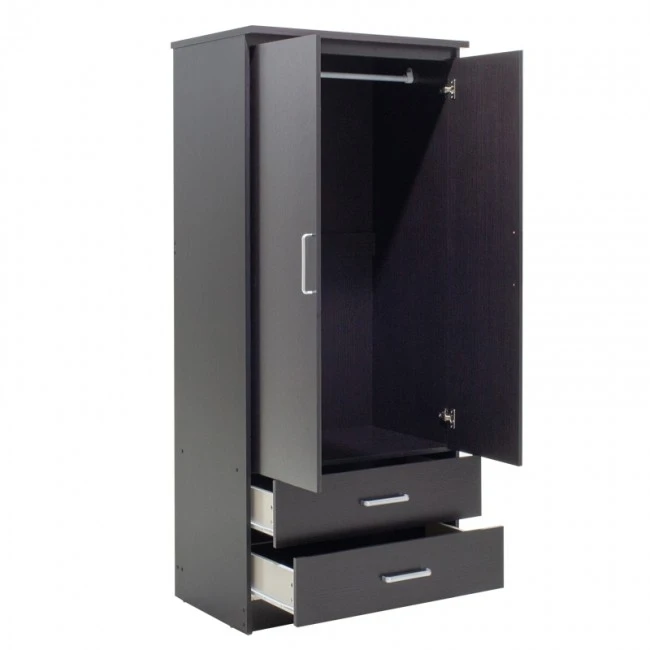 Wardrobe Olympus pakoworld with 2 doors and drawers in wenge colour 81x57x183