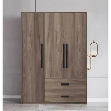 3-door wardrope Edritte pakoworld with drawers light walnut 120x52x195cm