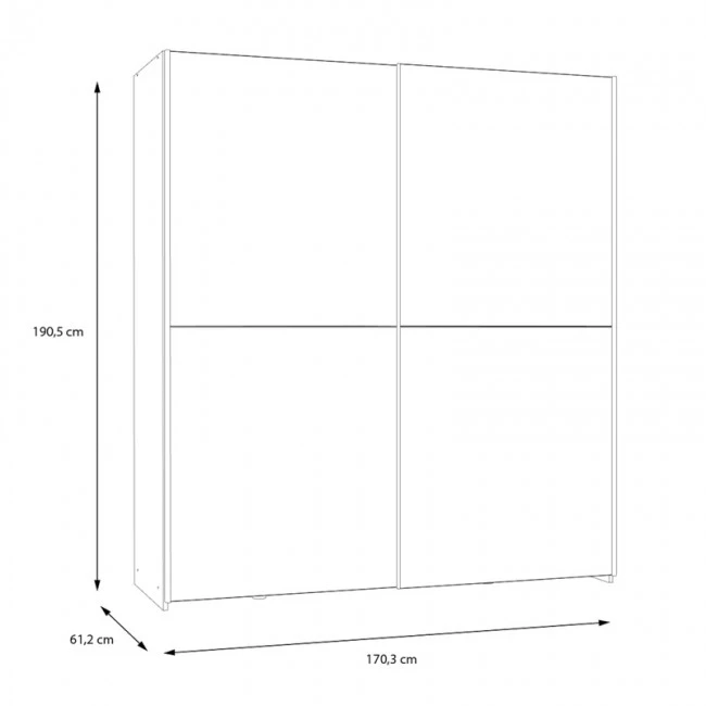 Ντουλάπα ρούχων Noez I pakoworld δίφυλλη με ράφια σε λευκή απόχρωση 170.5x61x190.5εκ