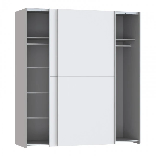 Wardrobe Noez pakoworld 2 doors with shelves white melamine 170.5x61x190.5cm
