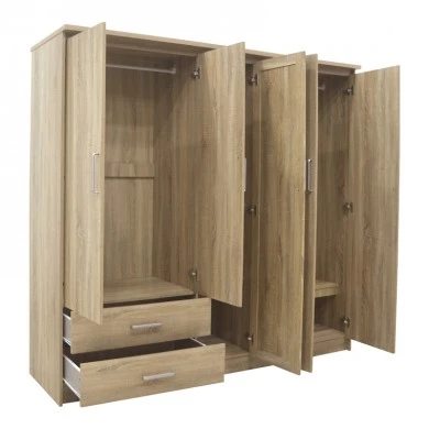 Wardrobe Olympus pakoworld with 5 doors and drawers+mirror in sonoma colour 198x57x183
