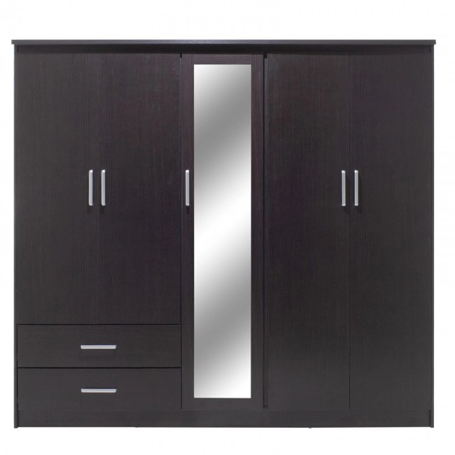 Ντουλάπα ρούχων πεντάφυλλη OLYMPUS pakoworld χρώμα wenge 198x57x183εκ
