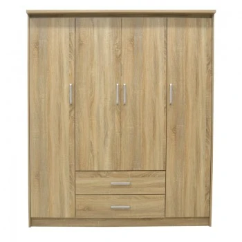 Wardrobe Olympus pakoworld with 4 doors and drawers in sonoma colour 159x57x183cm