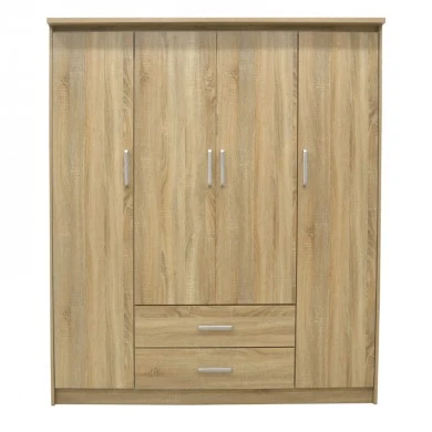 Wardrobe Olympus pakoworld with 4 doors and drawers in sonoma colour 159x57x183cm