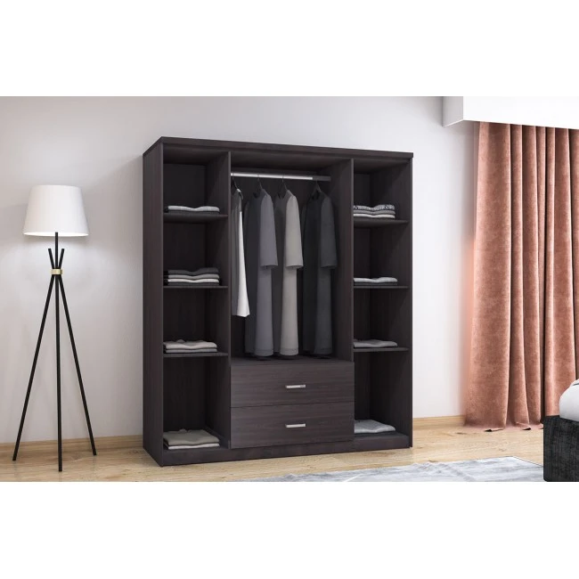 Wardrobe Olympus pakoworld with 4 doors and drawers in wenge colour 159x57x183