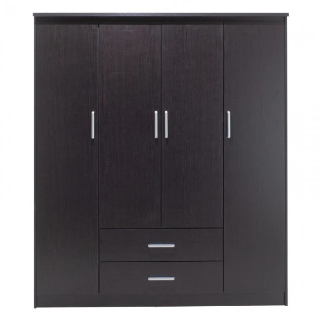 Wardrobe Olympus pakoworld with 4 doors and drawers in wenge colour 159x57x183
